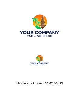 logo design landscape with icon of bali template
