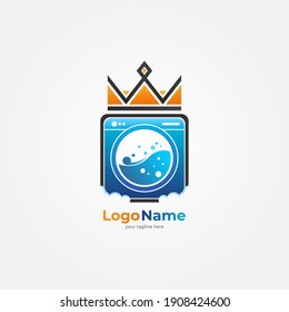 Logo design of laundry with crown