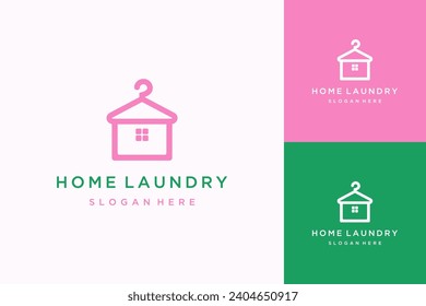 logo design laundry house, house with hanger