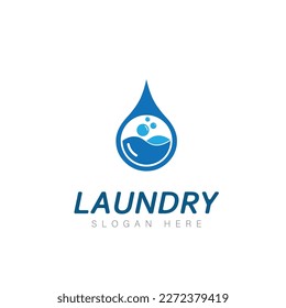logo design laundry icon washing machine with bubbles for business clothes wash cleans modern template