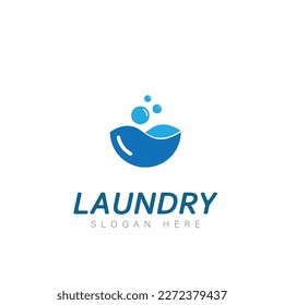 logo design laundry icon washing machine with bubbles for business clothes wash cleans modern template