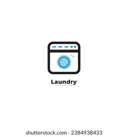 logo design laundry icon washing machine with bubbles for business clothes wash cleans modern template.