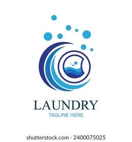 logo design laundry icon washing machine with bubbles for business clothes wash cleans modern template