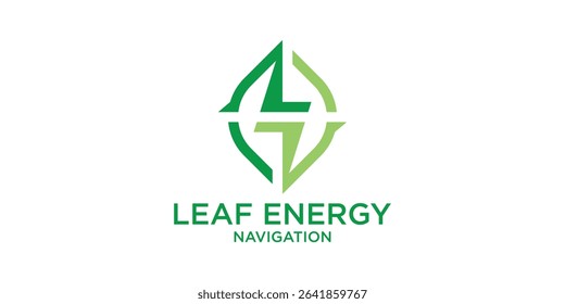 logo design leaf and flash and navigation,logo design energy,symbol,icon,idea,creative.