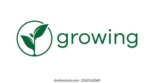 logo design leaf growing icon vector illustration