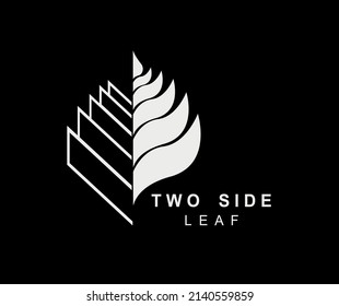 logo design with leaf images that have two different sides