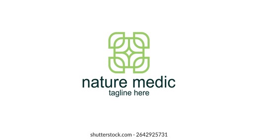 logo design leaf and plus,design  icon creative, elegant