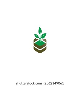 logo design leaf pot element vector