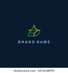 logo design with a leaf and star concept, simple line logo with a simple and elegant appearance, plant leaf logo, charming nature logo