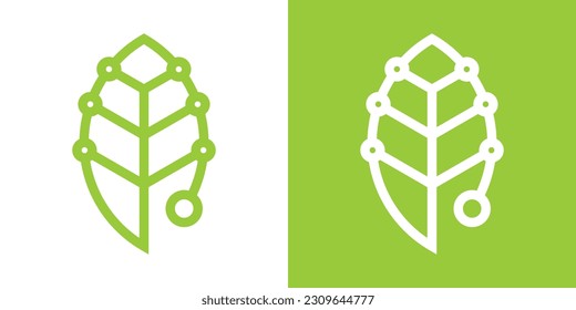 logo design leaf technology icon vector illustration