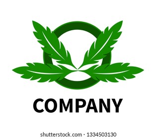 logo design leave illustration icon symbol. palm green floral leave. eco logo icon for tourism or beach vacation