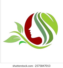 logo design of leaves and stems forming a woman's face