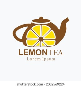 logo design for lemon tea brand with teapot and lemon monogram