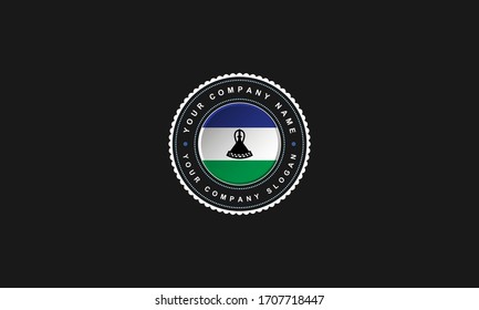 logo design with Lesotho in circle. Blue,Red and Green Vintage and premium