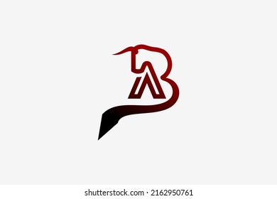 Logo design letter a, ab, ba with the concept of a bull icon combined with the letters