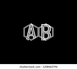 Logo Design Letter AB Linear Polygonal Monogram