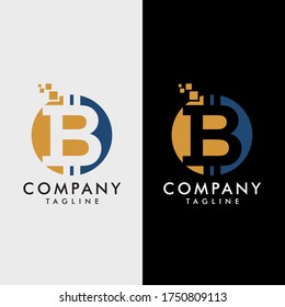 logo design for the letter b in a circle with a rectangle above it