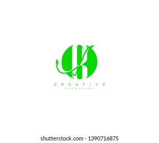Logo Design Letter B Emblem Shape Swoosh Green Monogram
