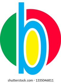 Logo design letter B in green, red, blue and yellow