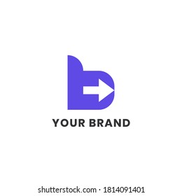 Logo Design Letter B with Negative Space Arrow Concept. Creative Exclusive Simple for Company. Modern Logo Design