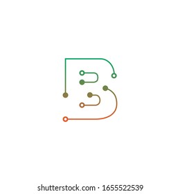 Logo design of letter B  for technology, electronics, digital, connection. Minimal awesome trendy professional logo design template 