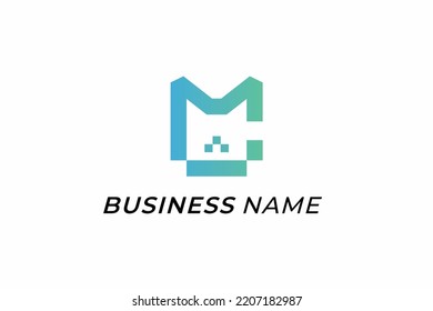 logo design letter C and face cat