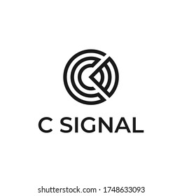 logo design letter C with internet or wifi signal symbols