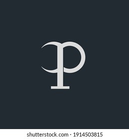 letra C, P del diseño del logotipo, logotipo simple vectorial de fondo negro blanco,