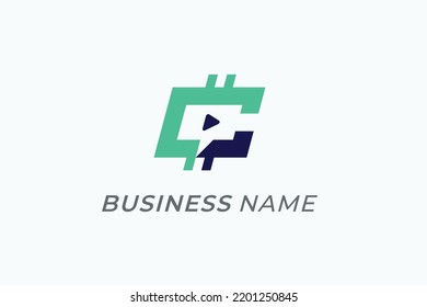 letra de diseño de logotipo C y reproducción de vídeo