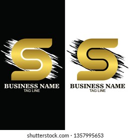 Logo Design Letter cs Brush Stroke. Letters Logo Black Paint and white paint icon with Elegant and luxurious Vector Design.