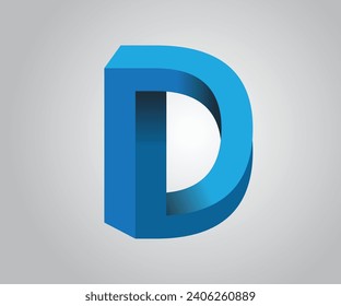 Logo Design Letter D 3D Blue 