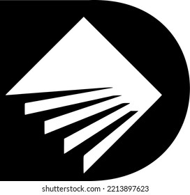diseño de logotipo para la letra D de forma abstracta realizada con líneas y curvas sencillas