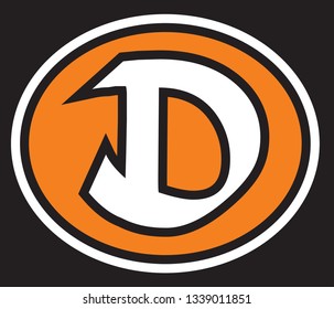 Logo design letter D in black, red and white