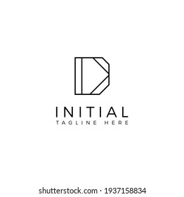 Logo-Designbrief D. Elegant modern. Vektorgrafik-Vorlage
