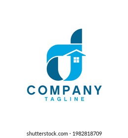 logo design a letter d with folding style and arrows pointing upwards resembling a house with a window