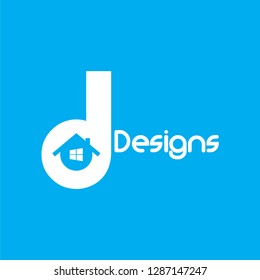 logo design letter D and inside there is a house and looks modern, simple, proffesional. Vector EPS 10