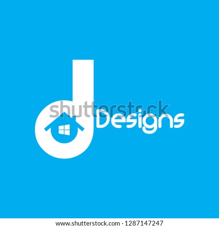 logo design letter D and inside there is a house and looks modern, simple, proffesional. Vector EPS 10
