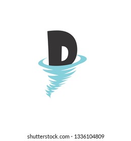 logo design letter D with a tornado illustration