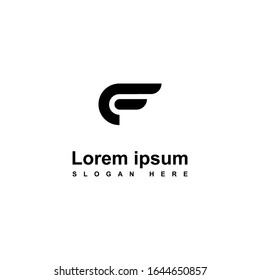 logo design letter F black and white