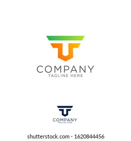 logo design letter F T with illustration of abstract buffalo head modern bold style
