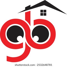 letras g e b do projeto do logotipo, edifício, projeto do telhado, janela, edifício Letra inicial GB com casa