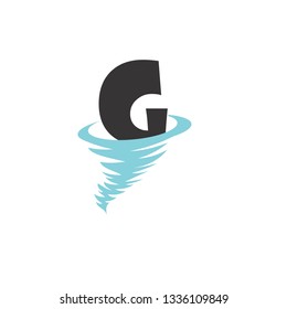 logo design letter G with a tornado illustration