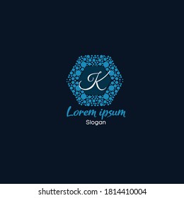 Logo Design For Letter K .Hexagon Vector Bubbles Design For Alphabet K .Creative logo Design For Letter “K”.