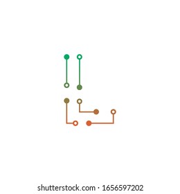 Logo design of letter L  for technology, electronics, digital, connection. Minimal awesome trendy professional logo design template 