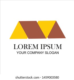 logo design from the letter M abstract. The logo of the letter M which is formed from square elements in brown and yellow