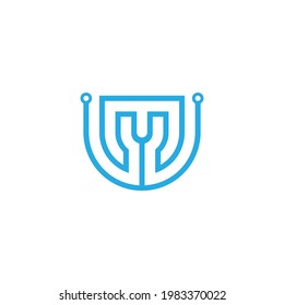 Logo design letter m tech vector