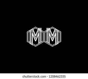 Logo Design Letter MM Linear Polygonal Monogram