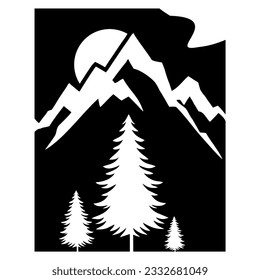 Diseño de logotipo Carta de montaña árbol de pino simple en el fondo del icono. Se puede usar para logotipos de empresas y promoción de marca. Hermoso monograma infinito Diseño Elementos de plantilla con un lujo, clase 