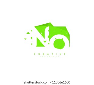 Logo Design Letter NO Abstract Origami Rectangle Shape Triangle Pixel