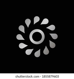 Logo Design for Letter O. Silver Letter O logo design isolated on black background.Silver Vector jewelry concept.